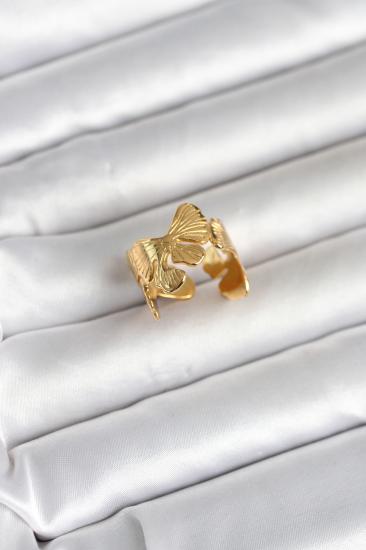 316L Çelik Gold Renk Lotus Model Kadın Yüzük