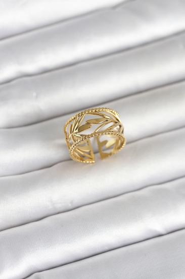 316L Çelik Gold Renk Başak Model Kadın Yüzük