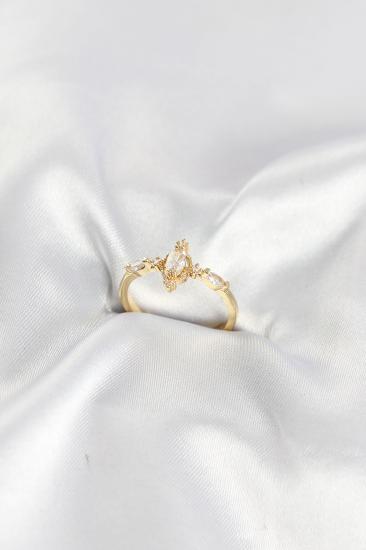 Gold Renk Vintage Model Zirkon Taşlı Yüzük