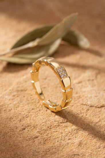 Gold Renk Yılan Model Zirkon Taşlı Kadın Yüzük