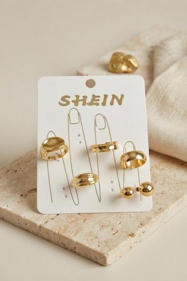 Gold Renk Pirinç Bohem Yüzük Kombini BYK4268