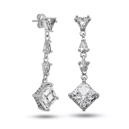 Gümüş Ice Cut Zirkon Taşlı Işıltılı Kadın Küpe