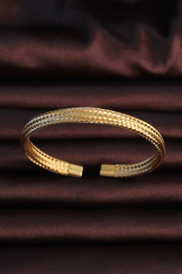 316L Çelik Gold Renk Hasır Görünüm Erkek Bileklik