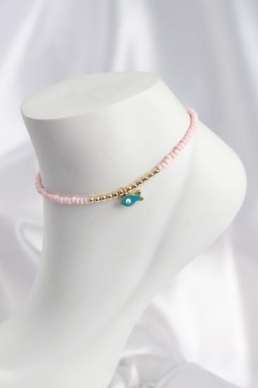 Pembe Renk Boncuklu Balık Figürlü Halhal