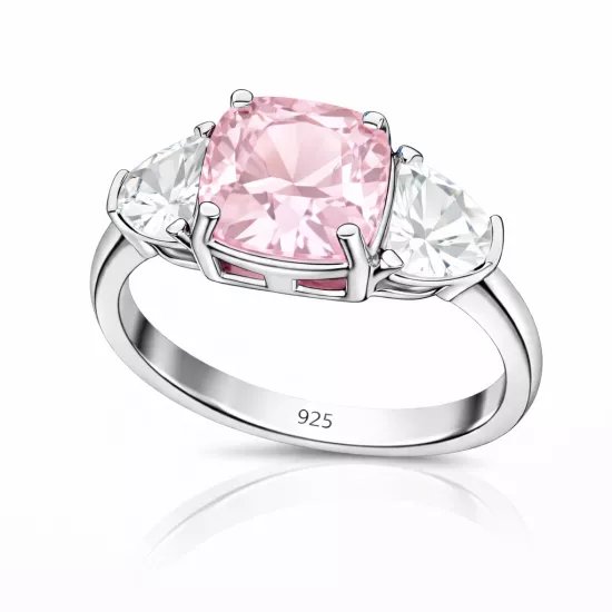 Gümüş Pembe Zirkon Taşlı Kadın Yüzük