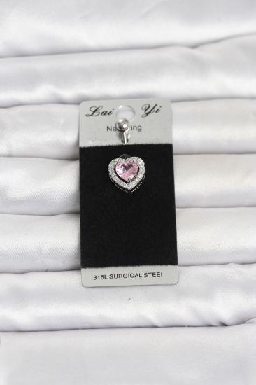 316L Cerrahi Çelik Pembe Kalp Model Göbek Piercing