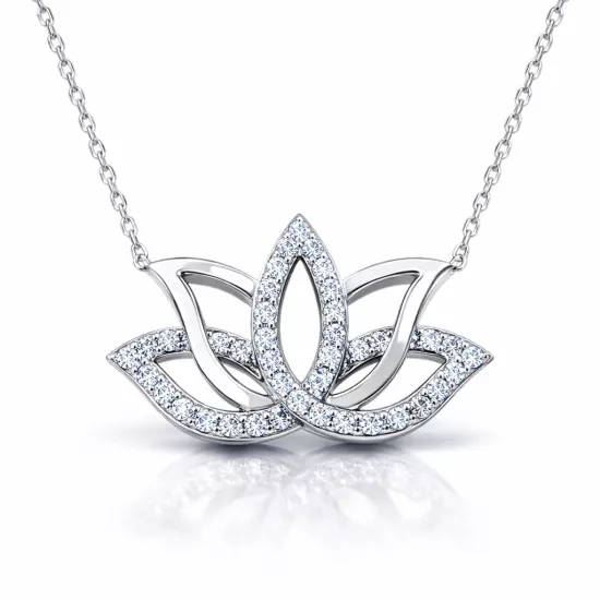 Gümüş Lotus Çiçeği Kolye