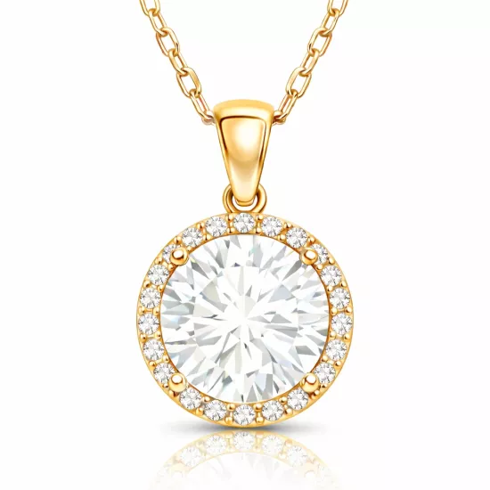 Gümüş Gold Yuvarlak Montür Kadın Kolye