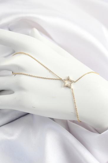 Pirinç Gold Renk Zirkon Taşlı Yıldız Model Şahmeran