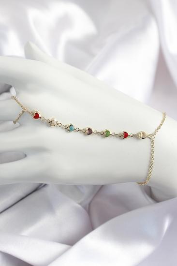 Pirinç Renkli Kalpli Zirkon Taşlı Y Model Gold Renk Kadın Şahmeran