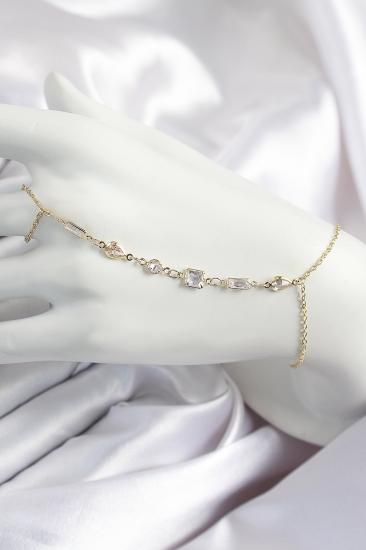 Pirinç Zirkon Taşlı Y Model Gold Renk Kadın Şahmeran