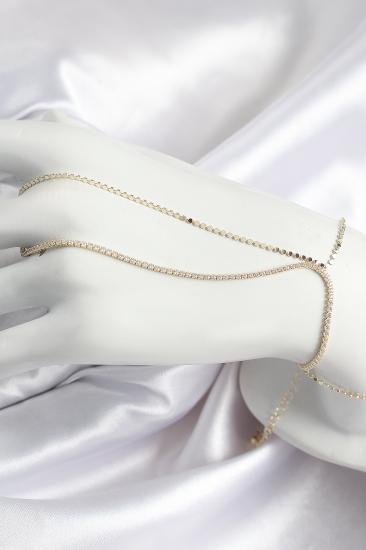 Pirinç Zirkon Taşlı Ezme Zincir Model Gold Renk Kadın Şahmeran