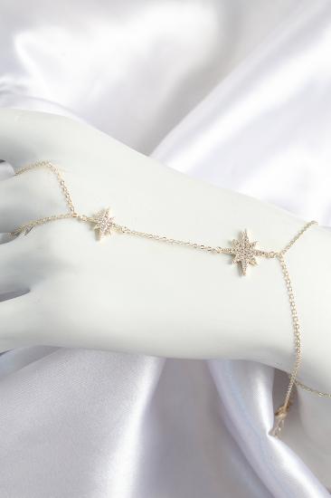 Pirinç Zirkon Taşlı Kutup Yıldızı Model Gold Renk Kadın Şahmeran