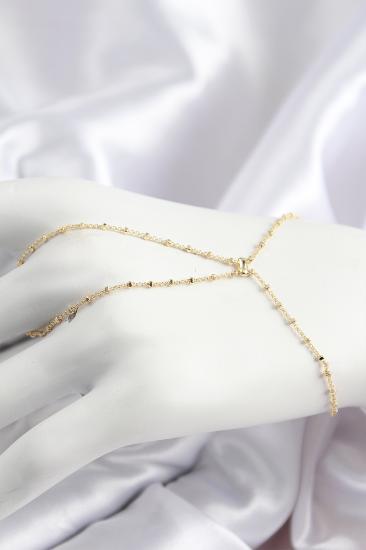 Pirinç Boncuk Zincirli X Model Gold Renk Kadın Şahmeran