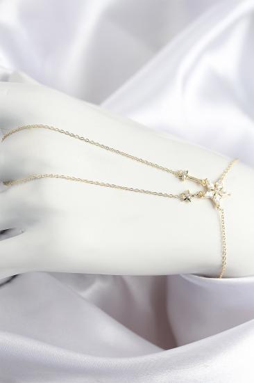Pirinç Zirkon Taşlı Yıldız Model Gold Renk Şahmeran