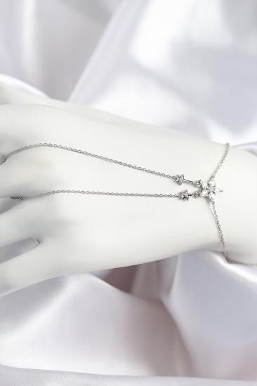 Pirinç Zirkon Taşlı Yıldız Model Gümüş Renk Şahmeran