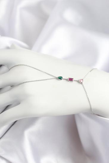 Pirinç Renkli Zirkon Taşlı Model Gümüş Renk Şahmeran