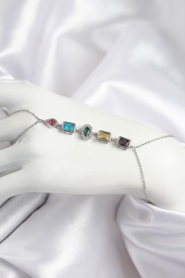 Pirinç Renkli Zirkon Taşlı Model Gümüş Renk Şahmeran