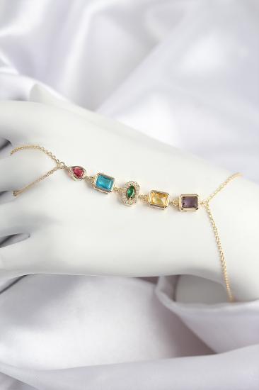 Pirinç Renkli Zirkon Taşlı Model Gold Renk Şahmeran