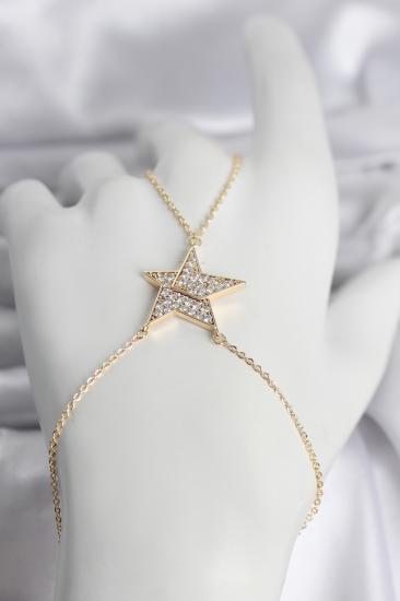 Pirinç Gold Renk Zirkon Taşlı Yıldız Model Kadın Şahmeran