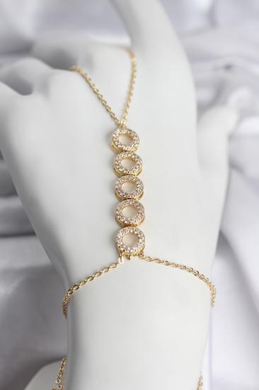 Pirinç Gold Renk Zirkon Taşlı Sıralı Halka Model Kadın Şahmeran