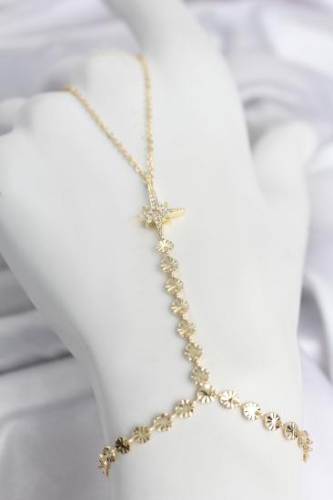 Gold Renk Pirinç Kutup Yıldızı Zirkon Taşlı Şahmeran