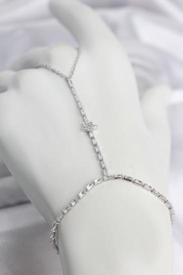 Gümüş Renk Pirinç Zirkon Taşlı Yıldız Model Şahmeran