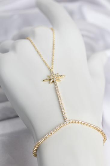 Pirinç Gold Renk Zirkon Taşlı Kutup Yıldızı Model Şahmeran